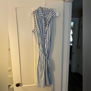Talbots Sleeveless Blue/White Shirt Dress ; Size 16 ; Brand New with tags